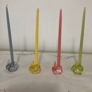 GLASS BUNNY TAPER CANDLE HOLDERS